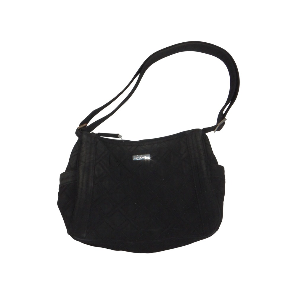 Vera Bradley Black Quilted Microfiber Shoulder Bag Adjustable Strap Hobo Purse